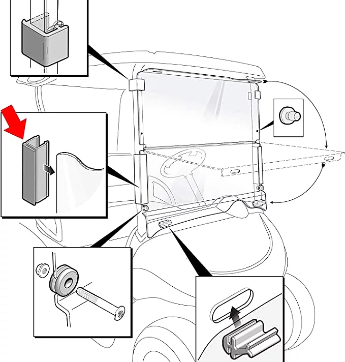 Suitable for EZGO RXV 2008+ Golf Cart Windshield Hinge Fits Perfectly - 10L0L