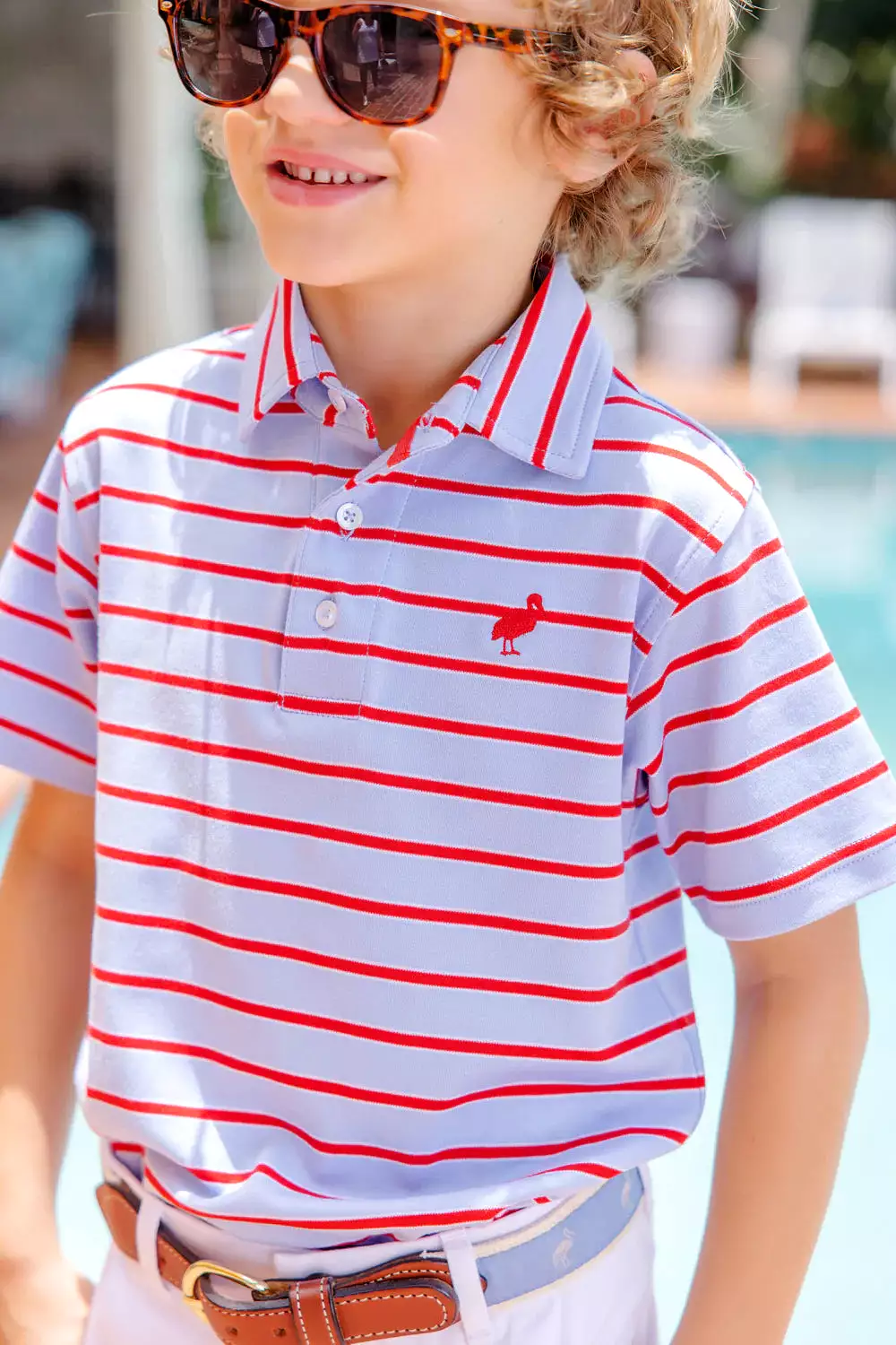 The Beaufort Bonnet Company - Broward Blue Stripe/Richmond Red Prim and Proper Polo SS