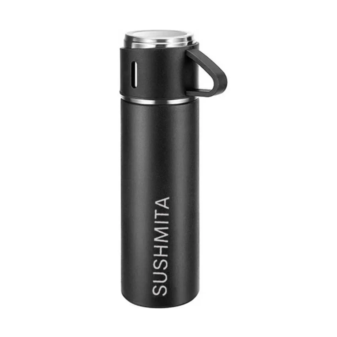 Travel Mug Thermos Flask Set of 2 with Names - Pink&Black