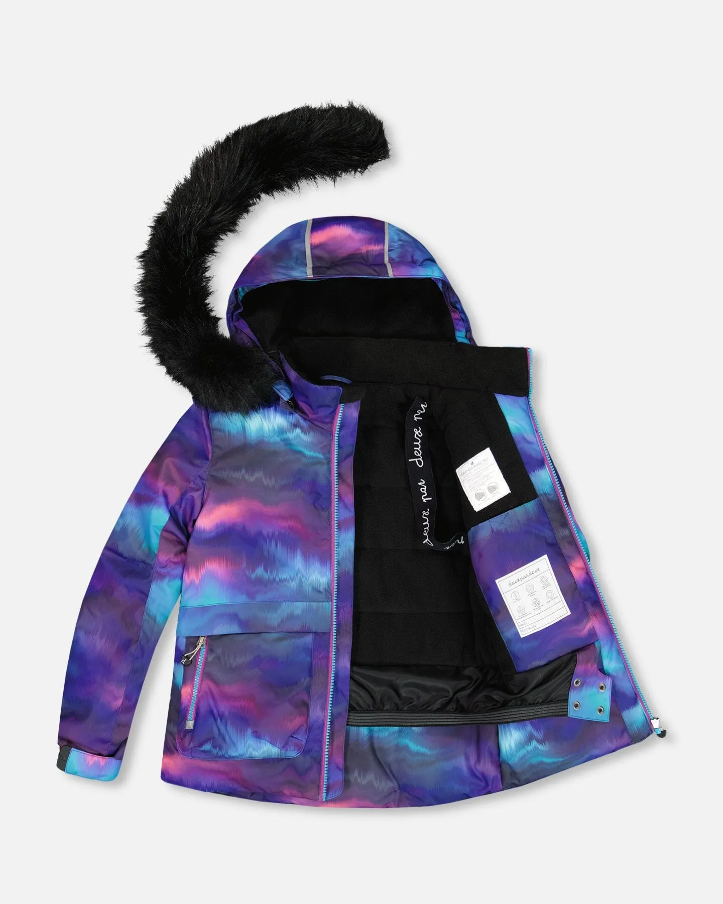 Two Piece Snowsuit Printed Aurora Borealis And Purple