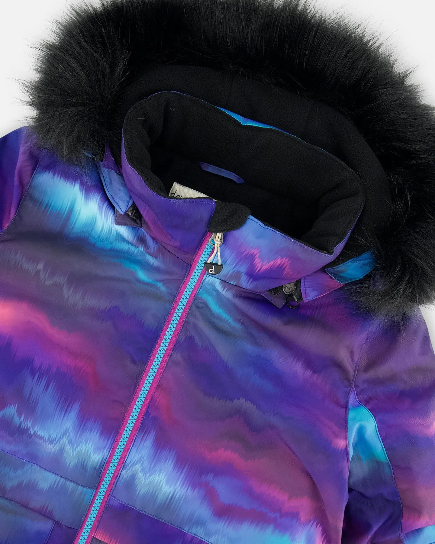 Two Piece Snowsuit Printed Aurora Borealis And Purple