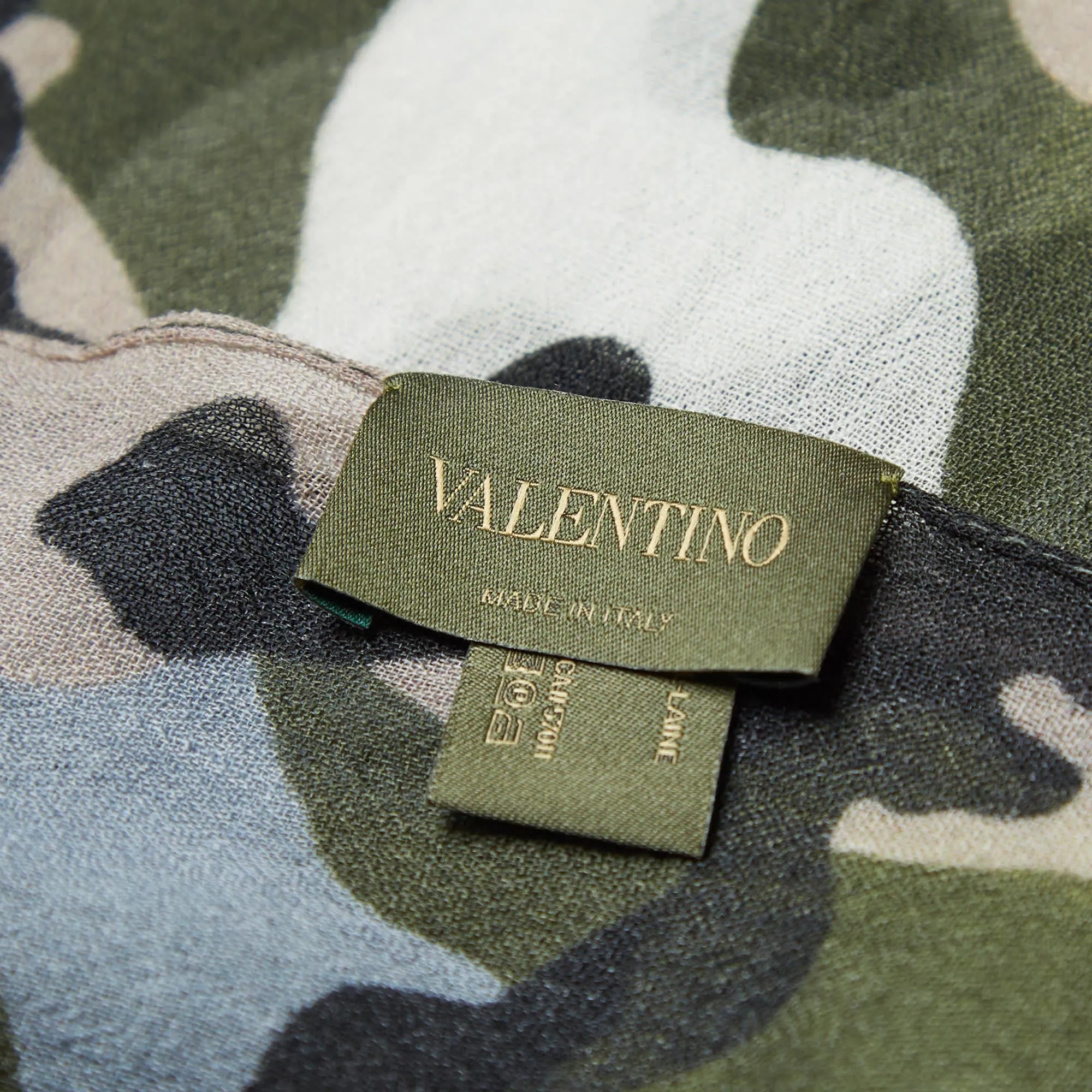 Valentino Wool Camo ScarfLight Blue