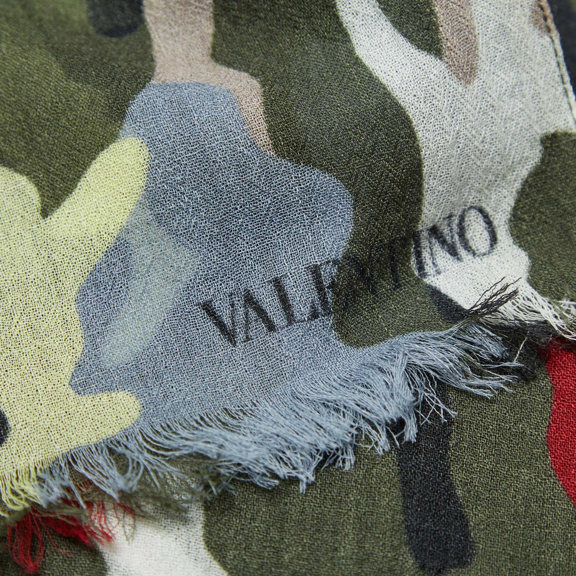 Valentino Wool Camo ScarfLight Blue