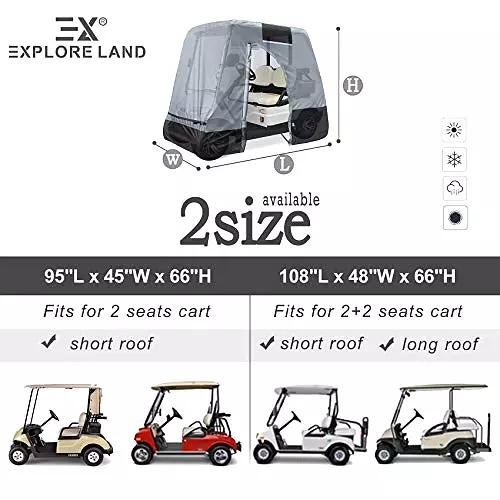 Weatherproof 2/4 Passengers Golf Cart Cover - Golf Carts Accessories