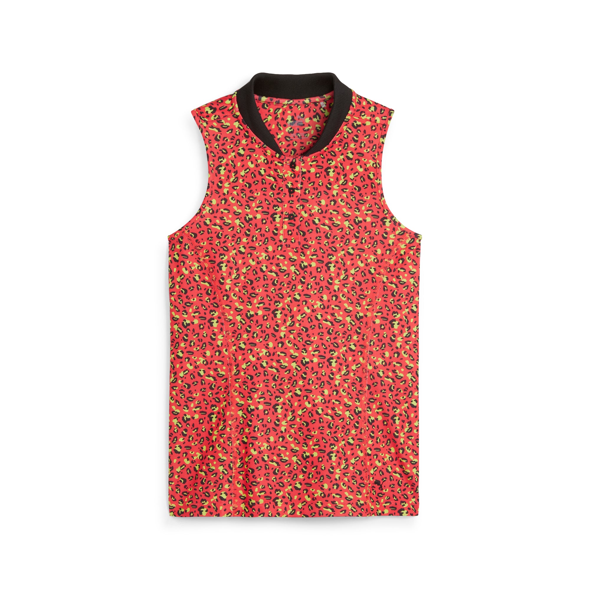 Women's Leopard Pique Range Sleeveless Golf Polo