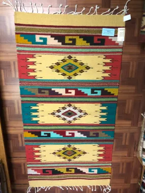 Zapotec handwoven wool rug.  1039